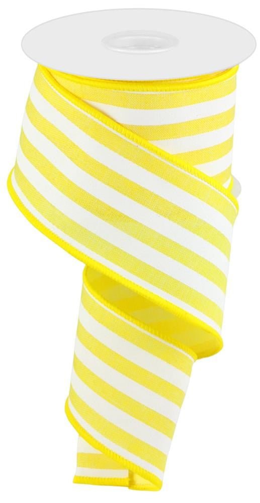 2.5" Vertical Stripe Ribbon: Yellow/White - RGC156329 - The Wreath Shop