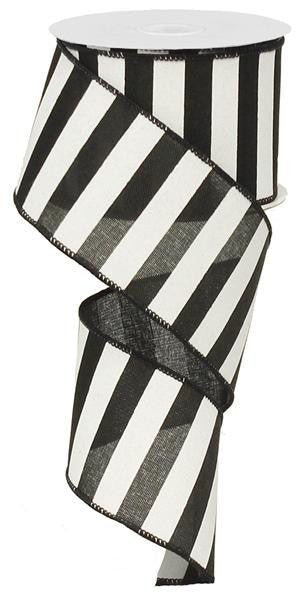 2.5" x 10yd Horizontal Stripe Ribbon: Black/White - RX9149X6 - The Wreath Shop
