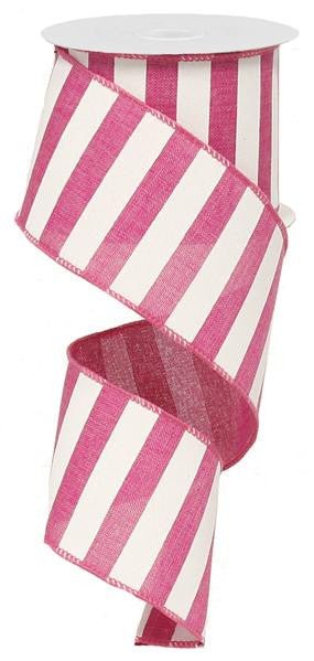 2.5" x 10yd Horizontal Stripe Ribbon: Hot Pink/White - RX9149TN - The Wreath Shop