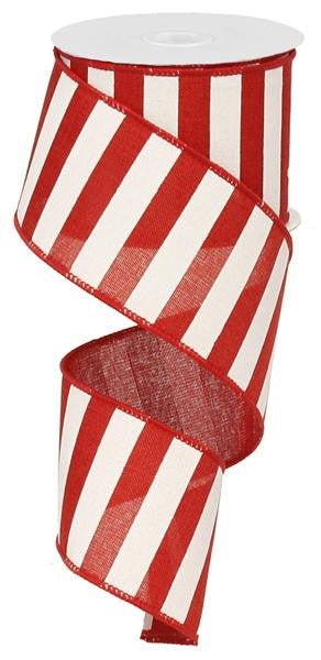 2.5" x 10yd Horizontal Stripe Ribbon: Red/White - RX9149W7 - The Wreath Shop