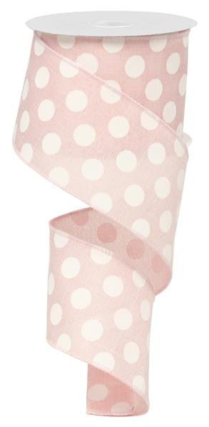 2.5" x 10yd Linen Polka Dot Ribbon: Light Pink/White - RX9146TK - The Wreath Shop