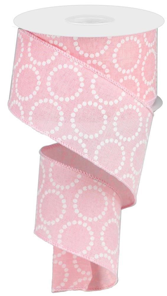 2.5" x 10yd Pearl Beads on Canvas Ribbon: Pale Pink - RG0130615 - The Wreath Shop