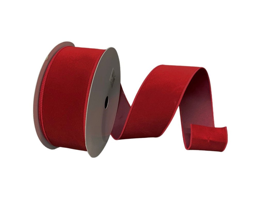 2.5" x 50yd Dark Red Velvet Ribbon - X501140-15 - The Wreath Shop