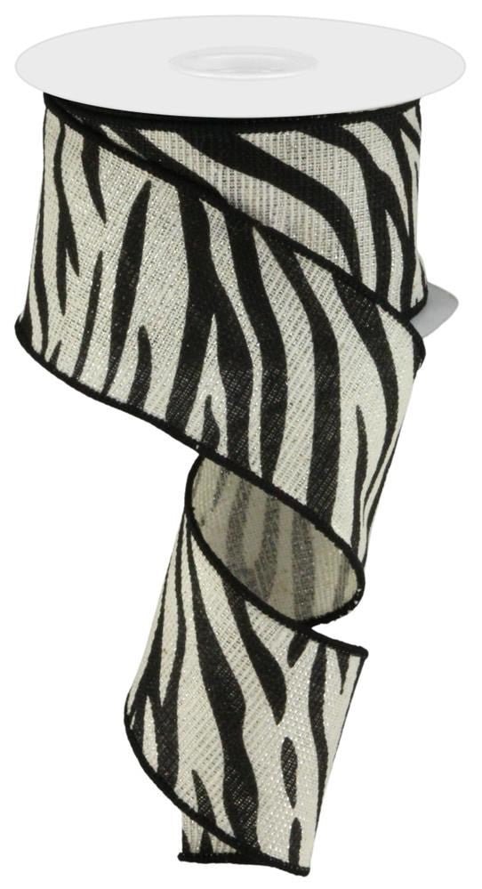 2.5" Zebra Print Ribbon: Silver/Black - 10yds - RGC121850 - The Wreath Shop
