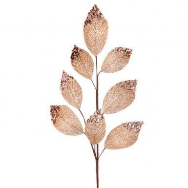 26" Glitter/Sequin Tip Beach Leaf Spray: Bronze Gold - MTX66870 - The Wreath Shop