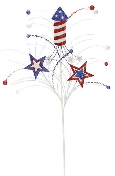 26" Patriotic Firecracker Spray with Stars - HJ0023 - The Wreath Shop