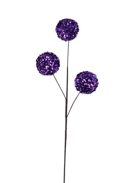 26" Sequin Ball Spray: Purple - XS125123 - The Wreath Shop