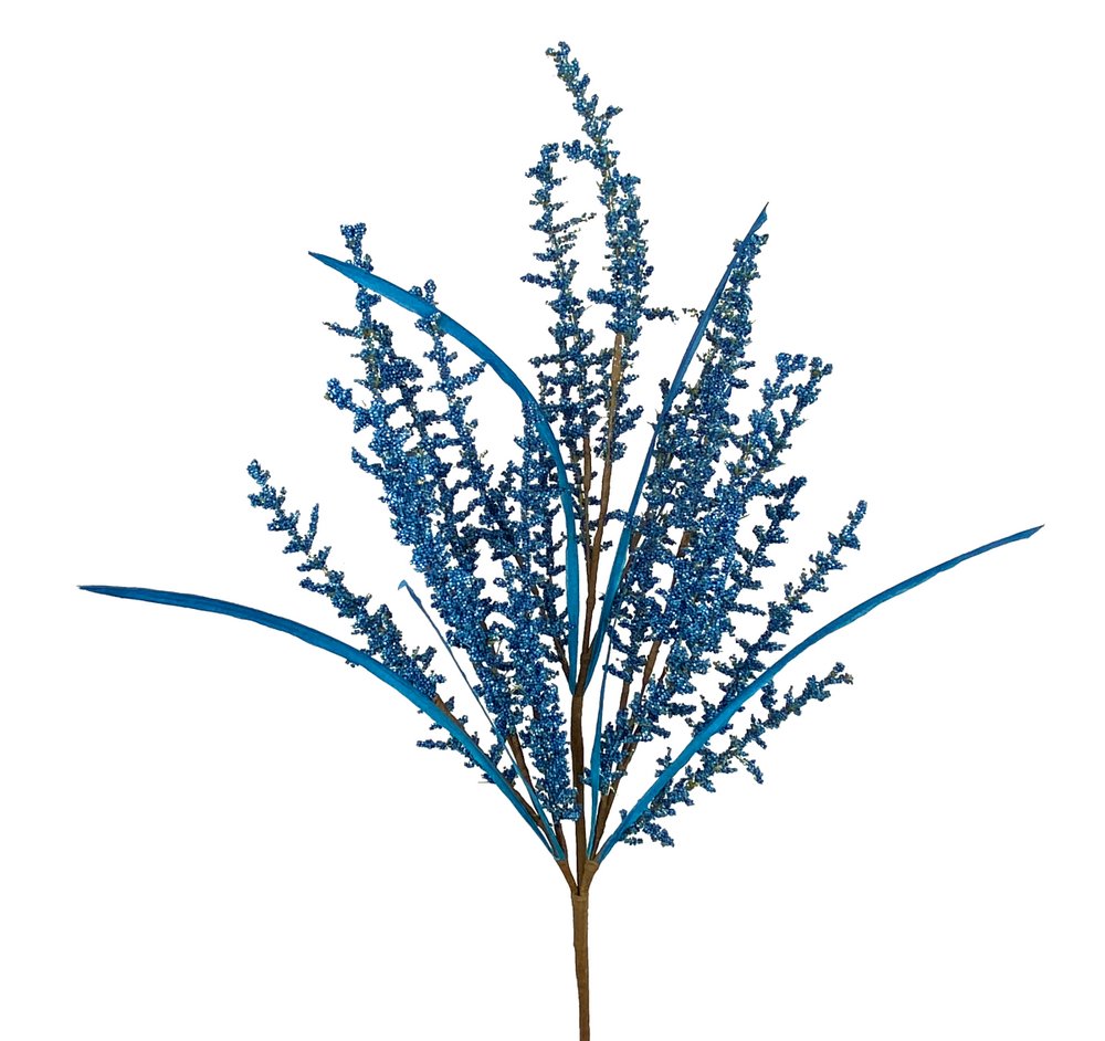 27" Feather Reed Grass Spray: Blue - 56761BL - The Wreath Shop