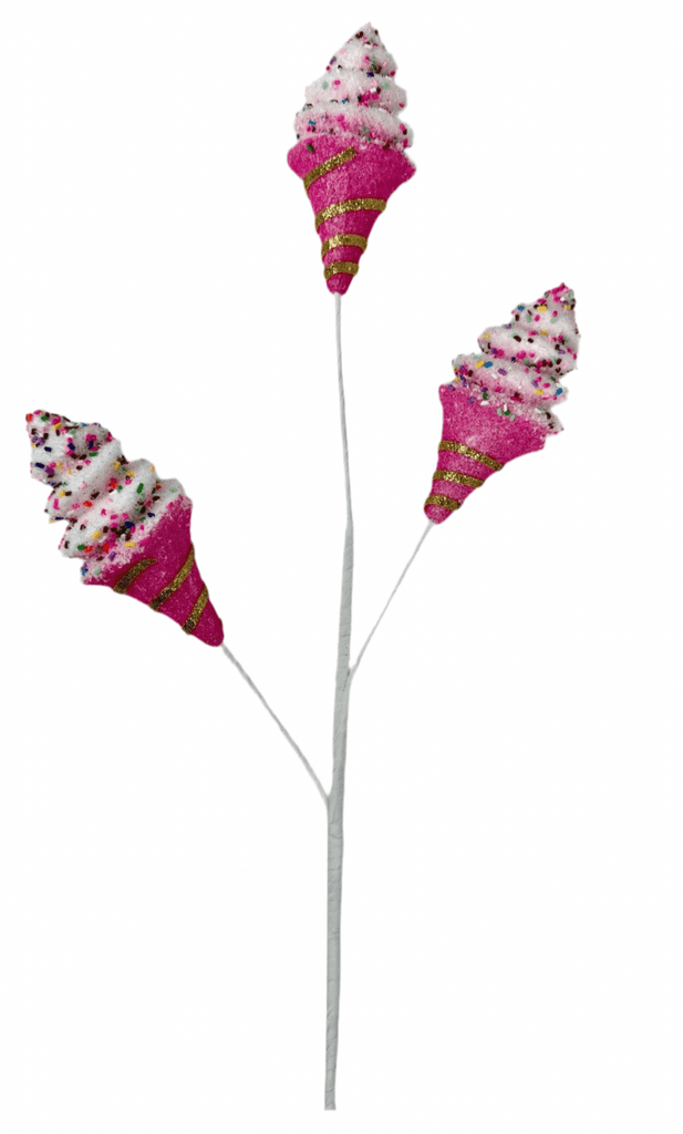 27" Ice Cream Cone Spray: Pink (3) - 64819 - The Wreath Shop