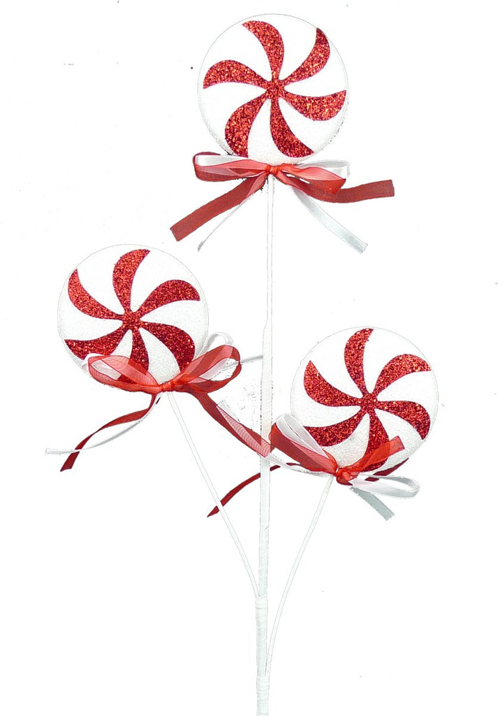 27" Peppermint Spray (3): Red/Wht - 84087RDWT - The Wreath Shop