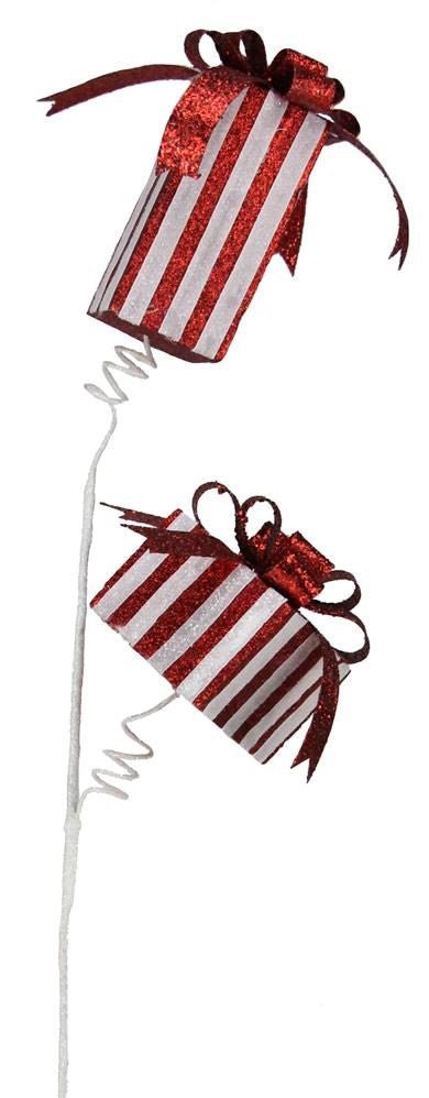 27" Red/Wht Stripe Package Spray - XS991939 - The Wreath Shop