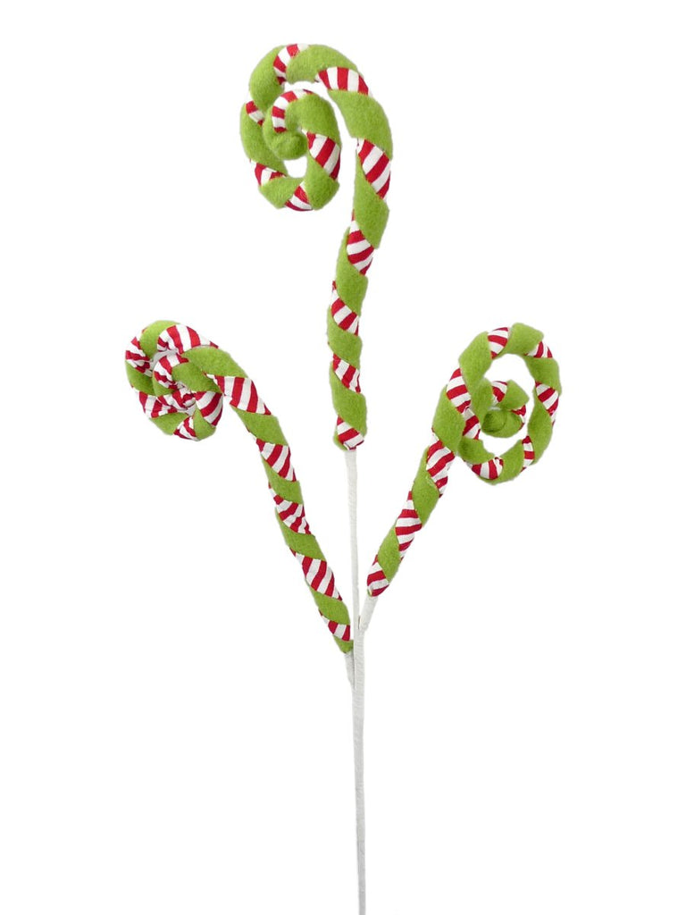 28" Felt Stripe Spiral Curly Spray: Lime/Red/Wht - 84748RDWTGN - The Wreath Shop