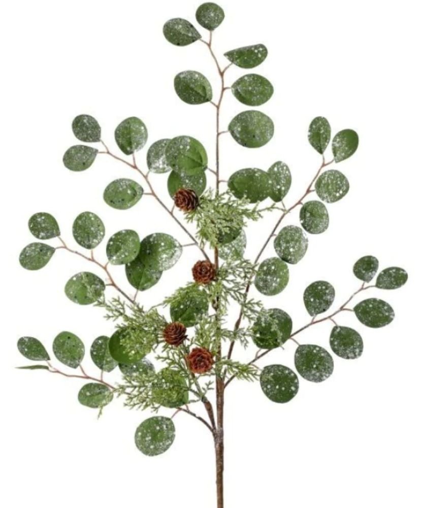 28" Frosted Eucalyptus/Cedar Spray - MTX61924 - The Wreath Shop