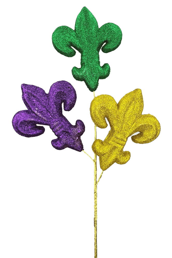 28" Glitter Fleur de Lis Spray - 63655MG - The Wreath Shop