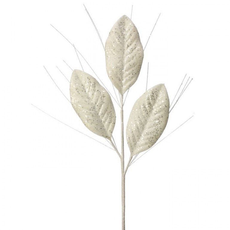 28" Micro Beaded/Sequin Magnolia Leaf Spray - MTX68945 - The Wreath Shop