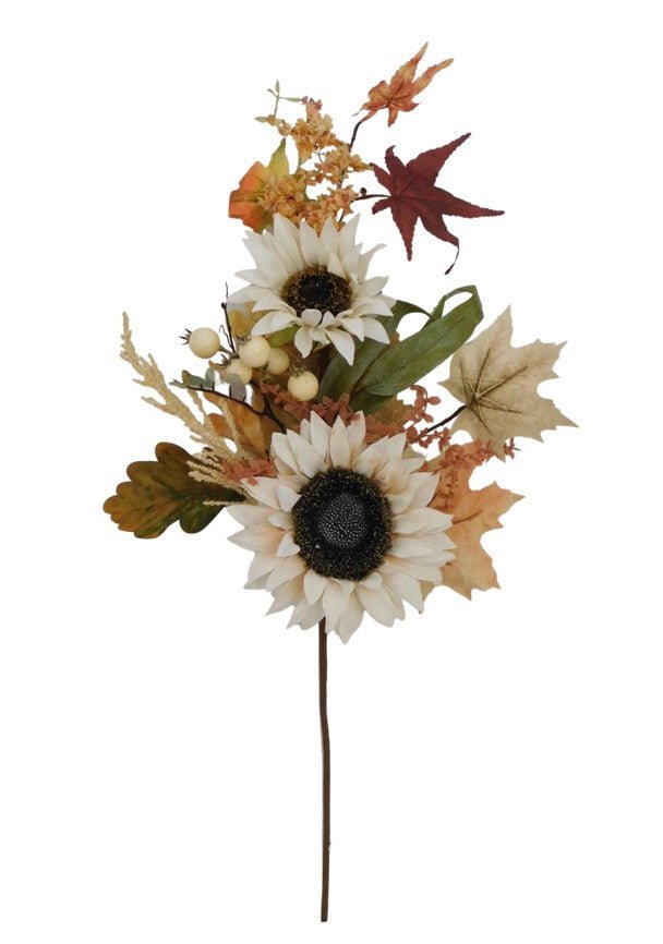 28" Mixed Beige Sunflower Spray - 83007-BE - The Wreath Shop