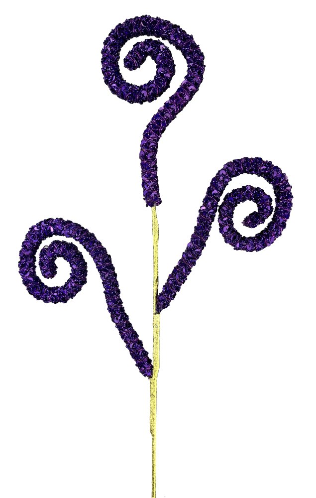 28" Purple Sequin Spiral Curly Spray - 86006PU - The Wreath Shop