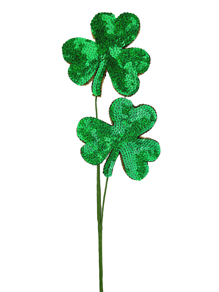 28" Sequin Shamrock Spray - 63746GNGD - The Wreath Shop