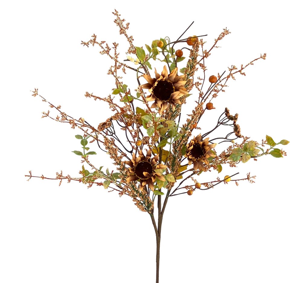 28" Sunflower Berry Filler Bush: Beige - 56883TAN - The Wreath Shop