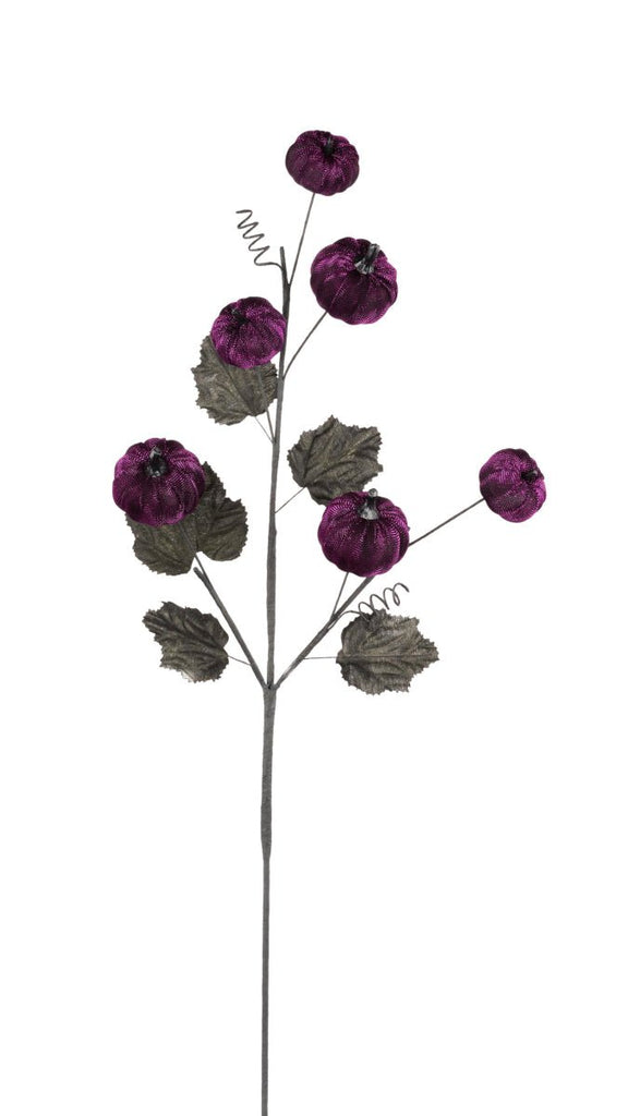 29" Metallic Purple Pumpkin/Black Leaf Spray - HA049023 - The Wreath Shop