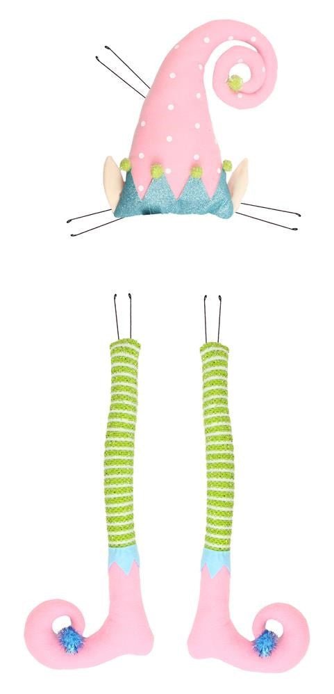 3 Pc Polka Dot/Stripe Elf Kit: Pink/Blue/Lime - XC6227 - The Wreath Shop
