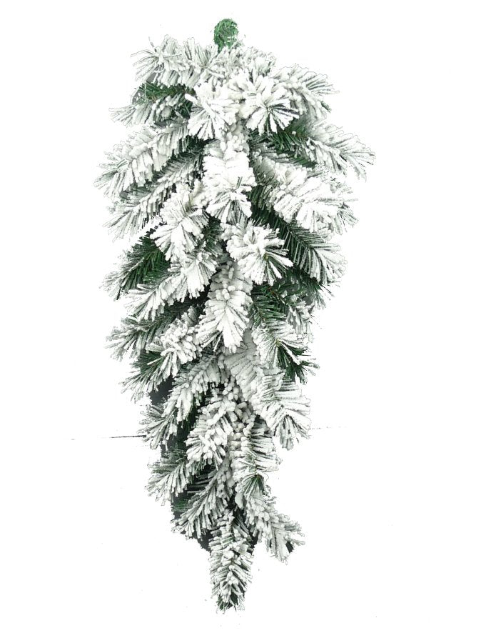 30" Flocked Kirkwood Pine Teardrop - 83814TE30 - The Wreath Shop