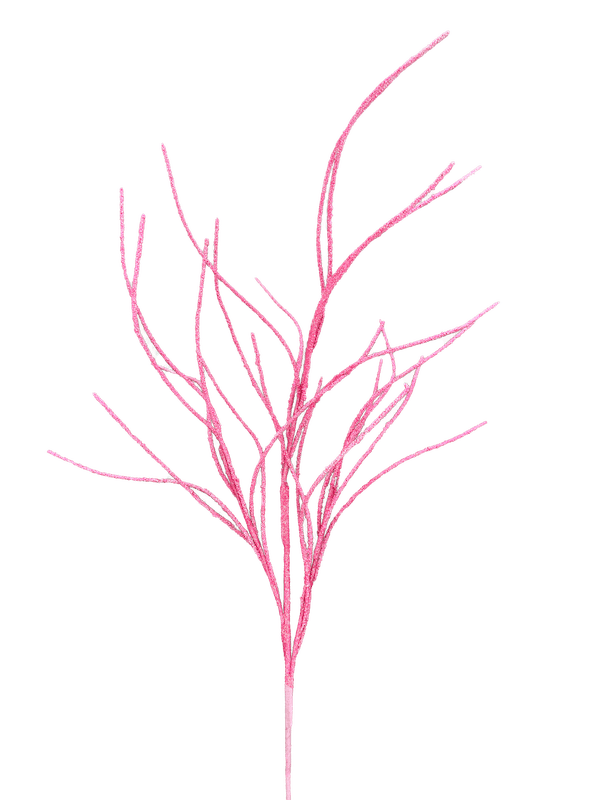 30" Glitter Twig Spray: Pink - 63745PK - The Wreath Shop