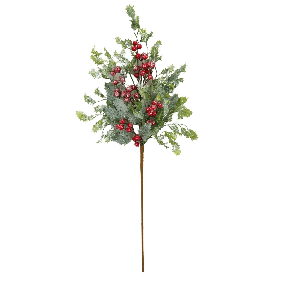 30" Holly Leaves & Berries Spray - 20116 - The Wreath Shop