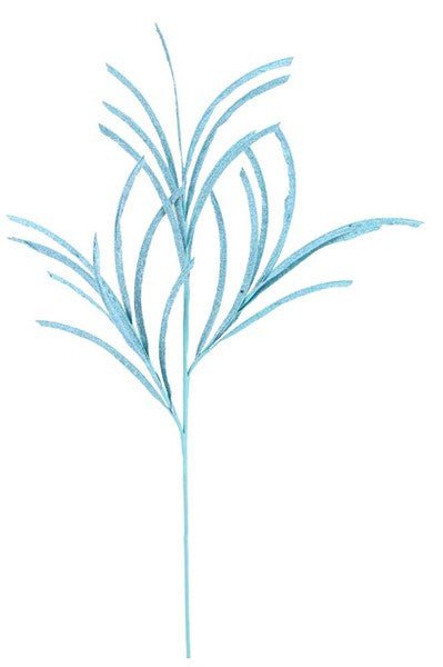 31" Glitter/Paper Grass Spray: Soft Blue - XS9845A7 - The Wreath Shop