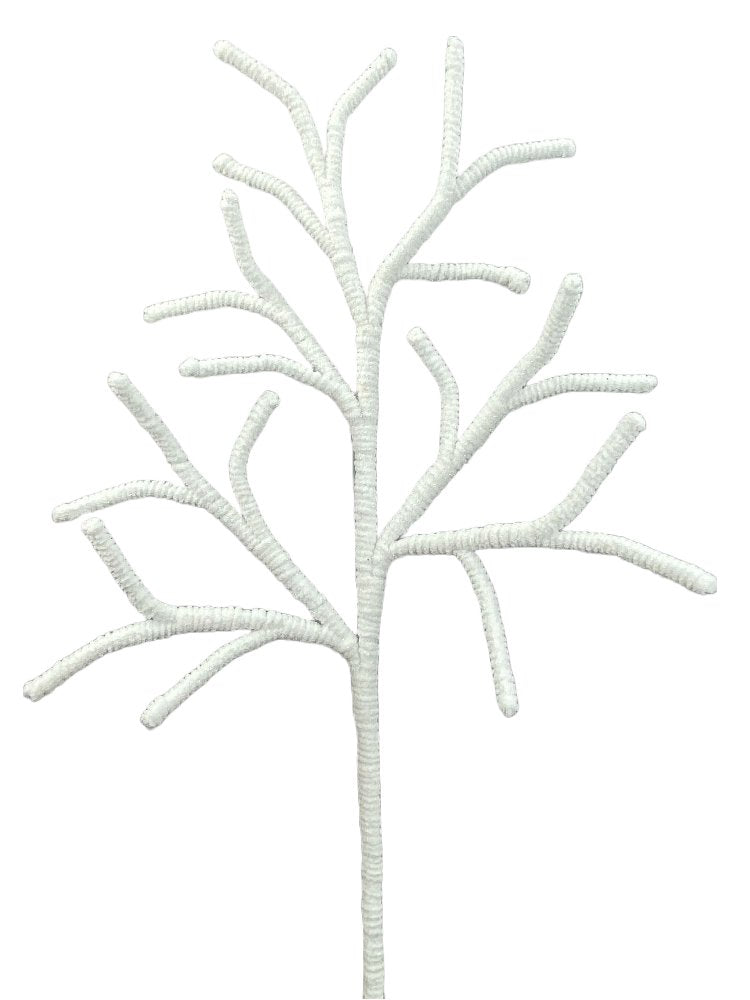 31" White Chenille Branch - 85713WT - The Wreath Shop