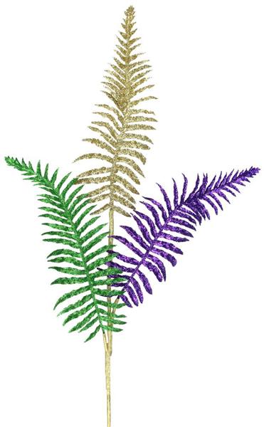 32" Glitter Fern Leaf Spray: Mardi Gras - HG3145 - The Wreath Shop