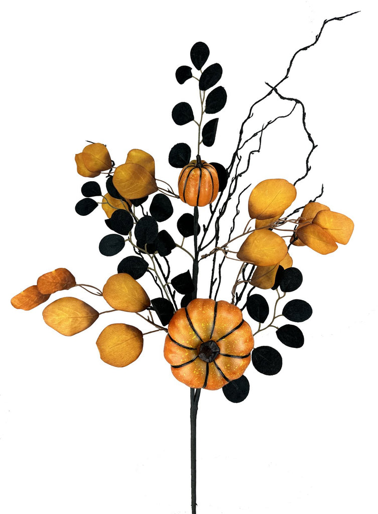 32" Pumpkin Eucalyptus Spray - 57086BKOR - The Wreath Shop
