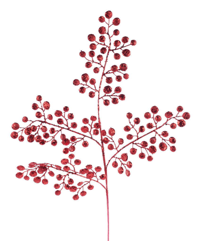 33" Glitter Round Leaf Spray: Red - XS226724 - The Wreath Shop