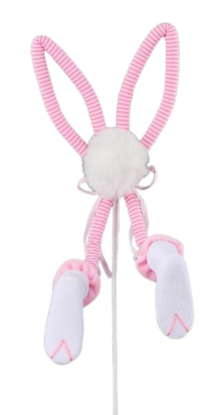 33" Pink Striped Bunny Ears and Legs Pick - HE418722 - The Wreath Shop