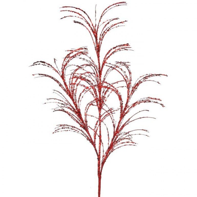 34" Glitter/Sequin Pampas Grass Spray: Red - MTX68965RED - The Wreath Shop