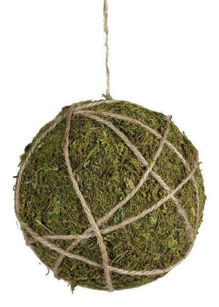 3.5" Moss and Jute Ball Ornament - TB5228 - The Wreath Shop