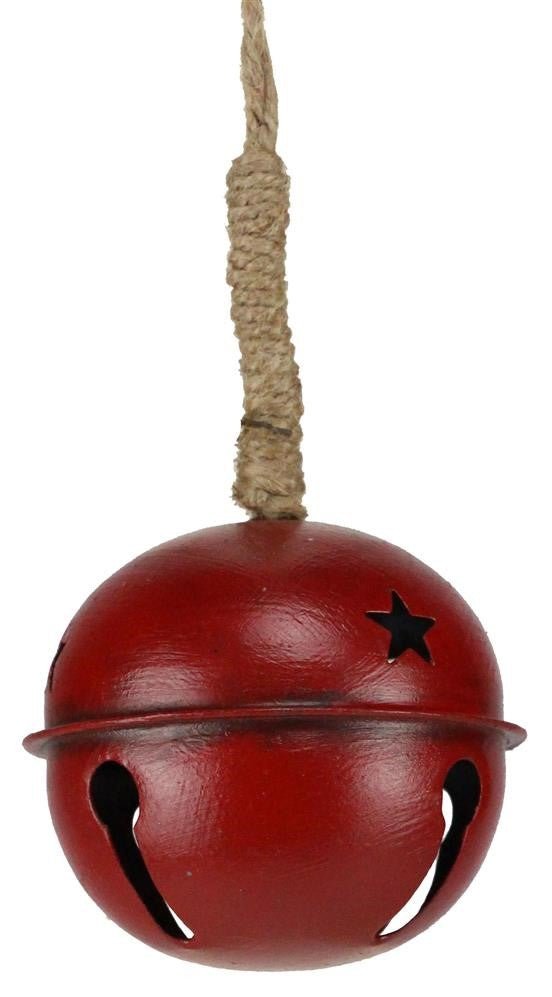 3.5" Rustic Red Jingle Bell with Jute Hanger - XC428550 - The Wreath Shop