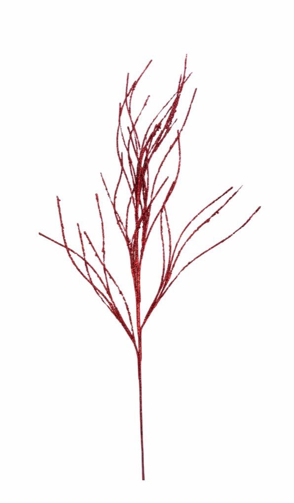 36" Glitter Twig Spray: Red - 84098RD - The Wreath Shop