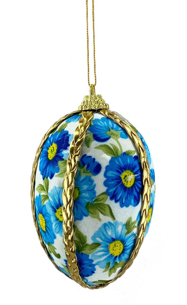 4" Blue Floral Easter Egg Ornament - 63201BL - The Wreath Shop