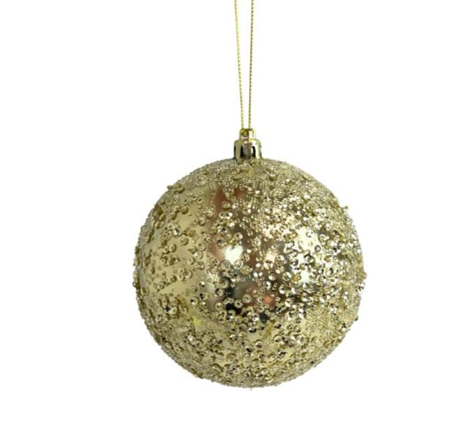 4" Champagne Beaded Ball Ornament - MTX69297 - CHAG - The Wreath Shop