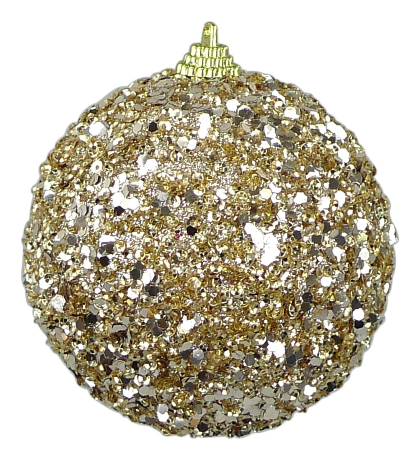 4" Champagne Sequin Ball Ornament - 84672CH - The Wreath Shop