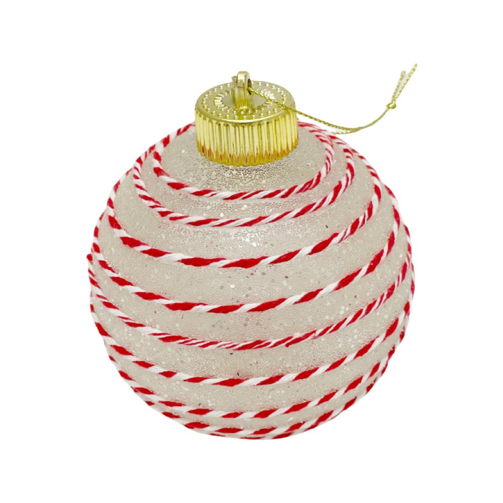 4" Clear Peppermint Stripe Ball Ornaments, Box of 3 - X20HT0195 - The Wreath Shop