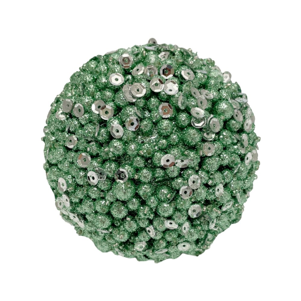 4" Clover Green Glitter Ball Ornaments, Box of 3 - X20HT0202 - The Wreath Shop