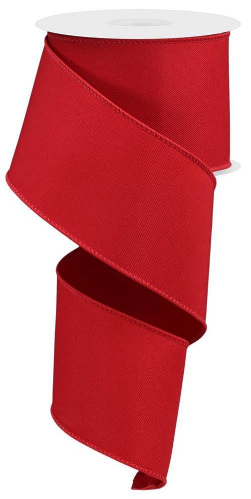 4" Diagonal Weave Fabric Ribbon: Red - RGE120424 - The Wreath Shop