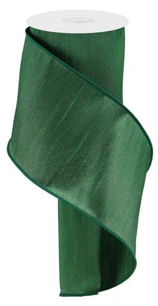 4" Faux Dupioni Ribbon: Emerald Green - 10yds - RD110606 - The Wreath Shop