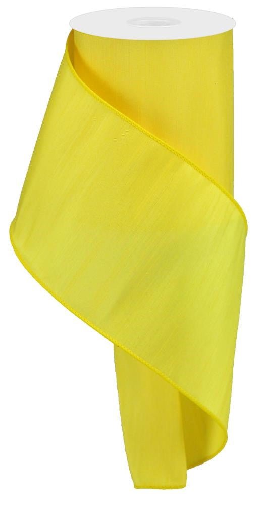 4" Faux Dupioni Ribbon: Yellow - 10yds - RD110329 - The Wreath Shop