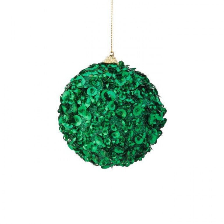 4" Glamour Sequin Ball Ornament: Green - MTX72147 GRN - The Wreath Shop