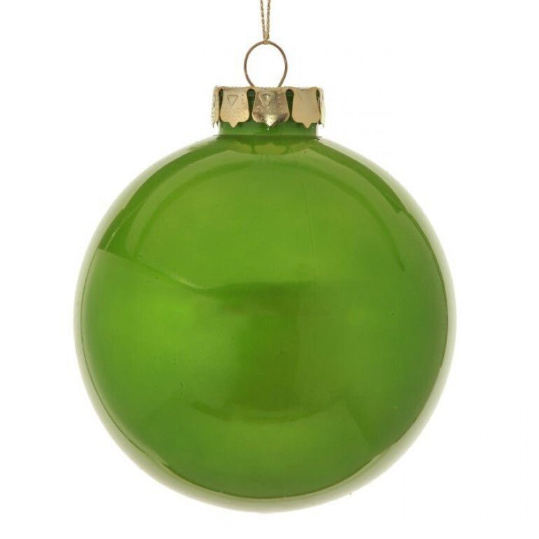 4" Glass Look Plastic Ball Ornament: Apple Green - MTX65642 - APGR - The Wreath Shop