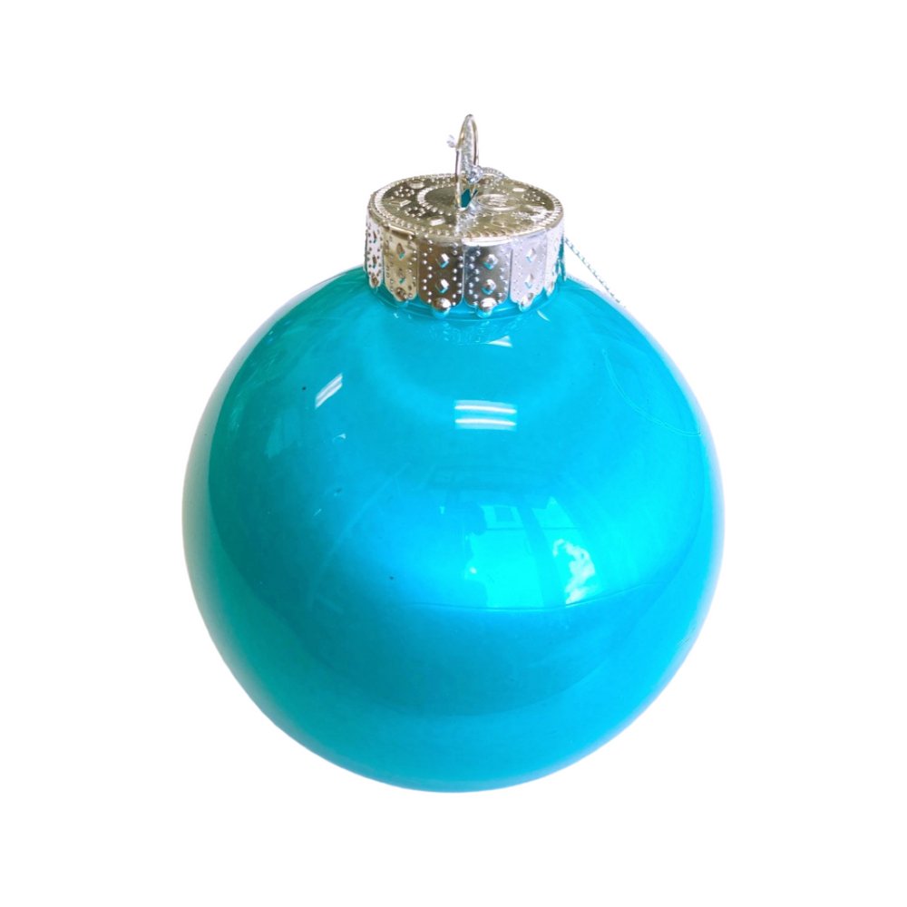 4" Glass Look Plastic Ball Ornament: Turquoise - MTX65642 PEAB - The Wreath Shop