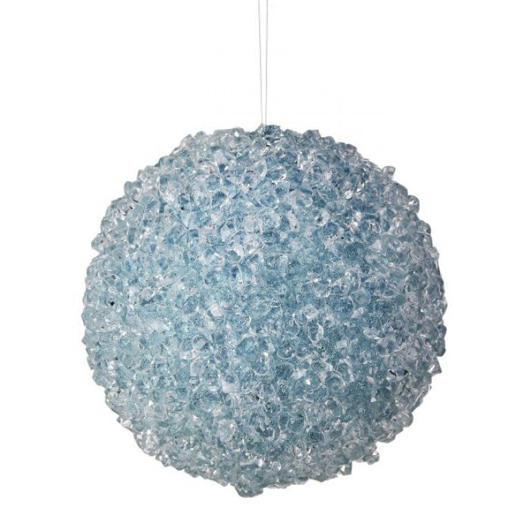 4" Glittered Iced Ball Ornament: Ice Blue - MTX74443 ICBL - The Wreath Shop